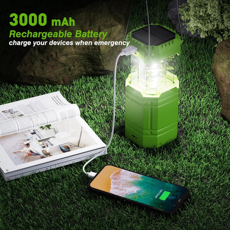 Mesqool 3000mAh Large Capacity Hand Crank Solar Camping Lantern, Portable Ultra Bright LED Torch, 23-26 Hours Running Time, USB Charger, Electronic Lantern for Outdoor - Image 4